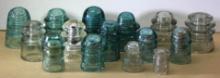 15 Antique Glass Insulators and Components