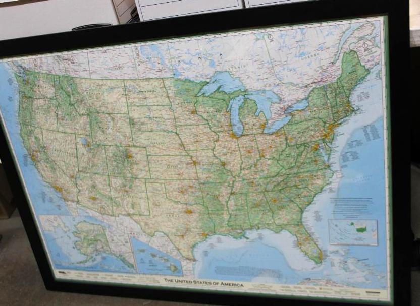 Large Framed US Map by Imus Geographics 2011