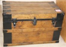 Beautiful Older Wood Trunk with Metal Supports and Accents, Full of Frames