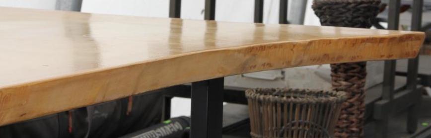 Gorgeous Natural Wood Slab Table on Steel Base