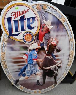 Miller Light Bull Riding Metal Sign