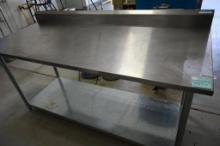 72" x 30.25"x 34.25" Stainless Steel Work Table with Back splash