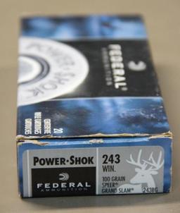 20 Cartridges Federal Power Shok 243 Win Ammunition