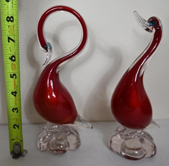 Two Art Glass Swans