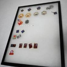Twenty One Olympic Pins in Display