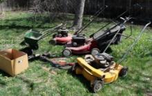 Three Lawn Mowers & Two Spreaders